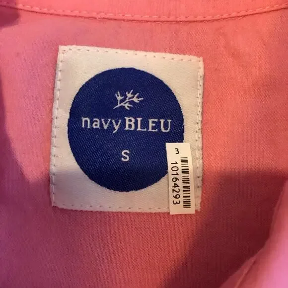 NavyBleu pink short sleeve button front shirt dress size Small - Picture 8 of 13